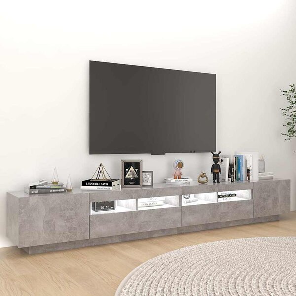 TV skříňka s LED osvětlením betonově šedá 260 x 35 x 40 cm 3081919