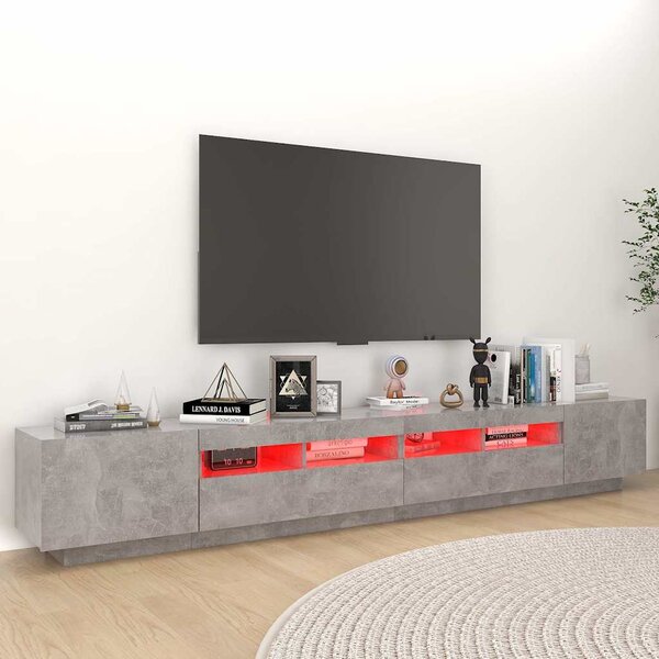 TV skříňka s LED osvětlením betonově šedá 260 x 35 x 40 cm 3081919