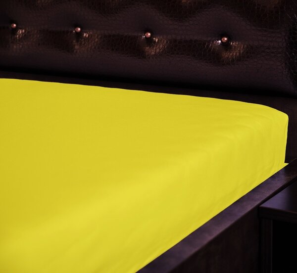 Jersey napínací prostěradlo Žluté 26 Rozměr: 180 x 200 cm