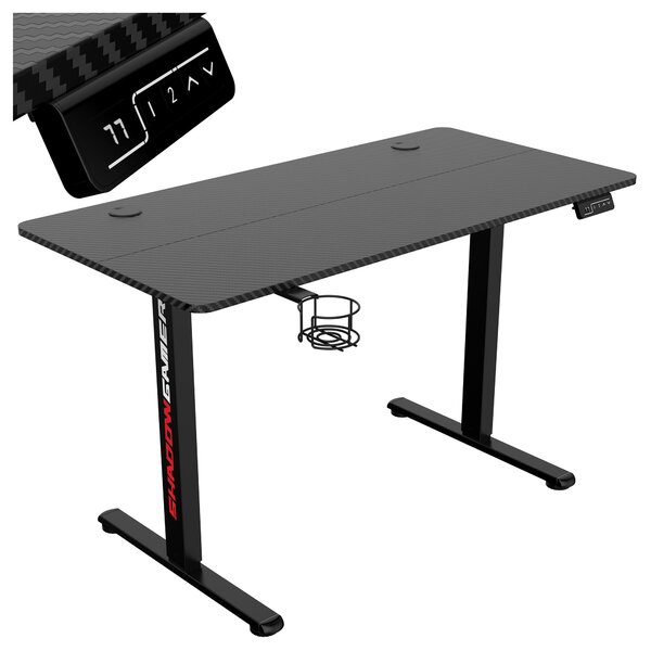 Elektricky polohovatelný herní stůl GAMER 1.0 s LED – černý, 120 cm