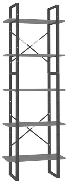 Knihovna s 5 policemi šedá 60 x 30 x 175 cm kompozitní dřevo 3081980