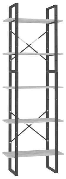 Knihovna s 5 policemi betonově šedá 60 x 30 x 175 cm kompozit 3081982
