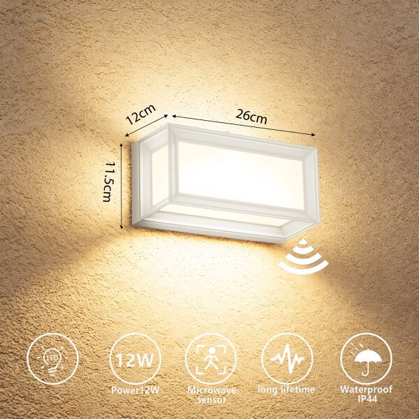 Brilagi - LED Venkovní nást. svítidlo se senzorem PARKER LED/12W/230V bílá IP44
