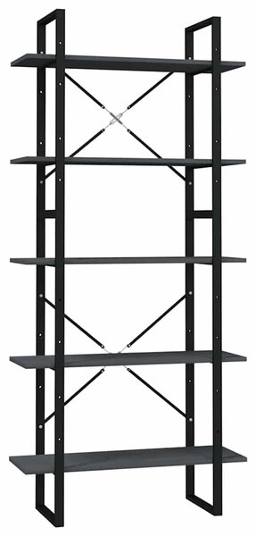 Knihovna s 5 policemi šedá 80 x 30 x 175 cm borové dřevo 3081995