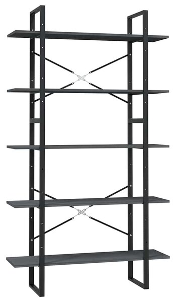 Knihovna s 5 policemi šedá 100 x 30 x 175 cm borové dřevo 3082005