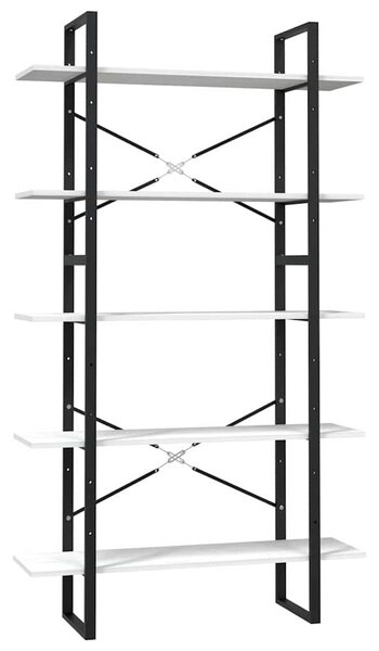Knihovna s 5 policemi bílá 100 x 30 x 175 cm borové dřevo 3082004