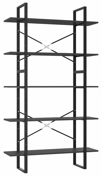 Knihovna s 5 policemi šedá 100 x 30 x 175 cm borové dřevo 3082000