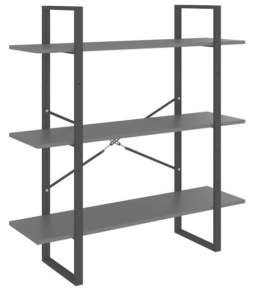 Knihovna s 5 policemi šedá 100 x 30 x 175 cm borové dřevo 3082000