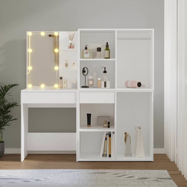 LED toaletní stolek se 2 skříňkami bílý kompozitní dřevo 3082026