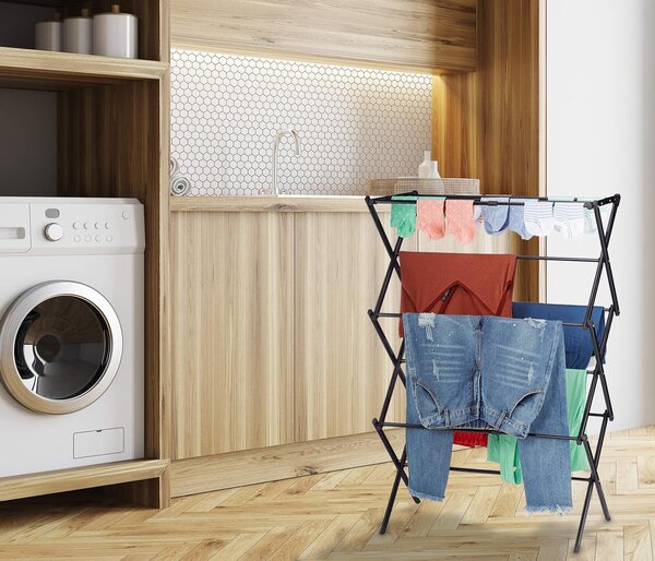 Vertikální sušák na prádlo HESTIA, výška 104 cm – černý