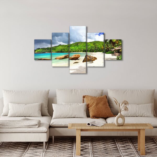 Obraz - Seychely, pláž Takamaka (125x70 cm)