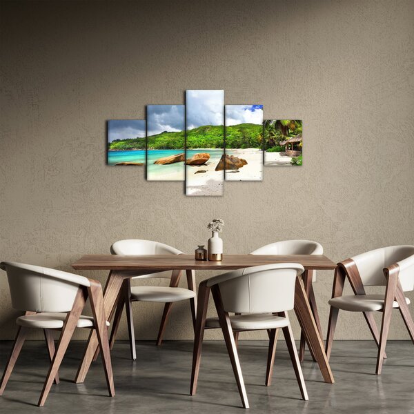 Obraz - Seychely, pláž Takamaka (125x70 cm)