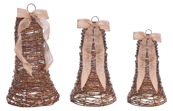 Sada 3 vánočních dekorací LED LUOSTO 43/38/32 cm Vánoční motiv Hnědá