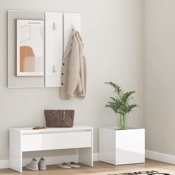 Sada nábytku do předsíně bílá s vysokým leskem kompozitní dřevo 3082059