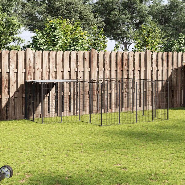 Psí kotec černý 6,05 m² ocel 3082205