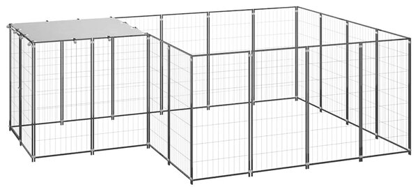 Psí kotec černý 6,05 m² ocel 3082205
