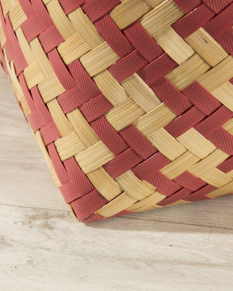 Koš s víkem Stripes 37,5x41cm malinový
