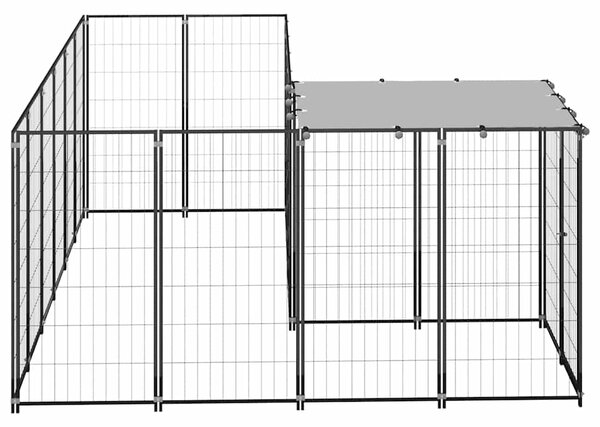 Psí kotec černý 4,84 m² ocel 3082211