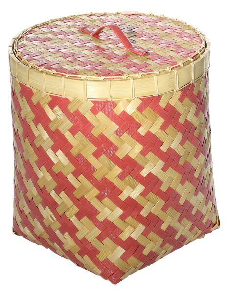 Koš s víkem Stripes 37,5x41cm malinový