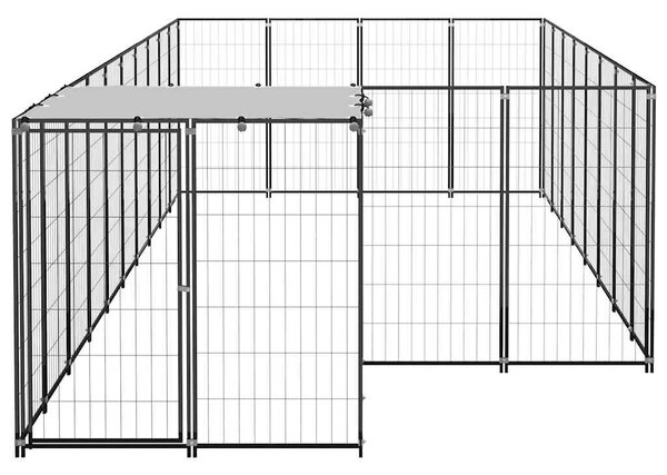 Psí kotec černý 10,89 m² ocel 3082207