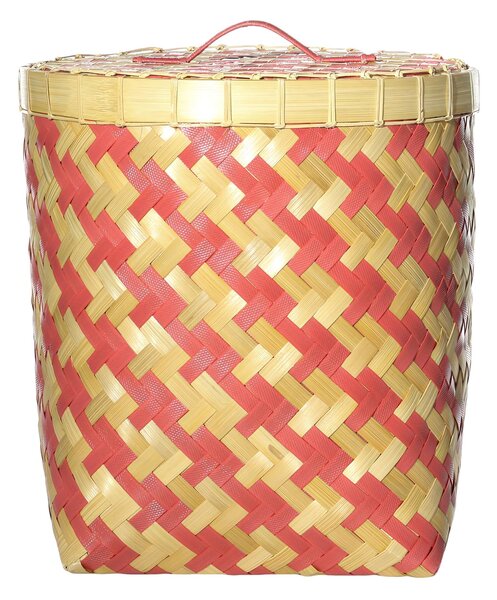Koš s víkem Stripes 37,5x41cm malinový