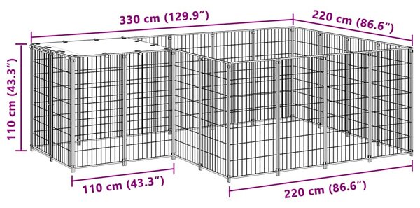 Psí kotec černý 6,05 m² ocel 3082205