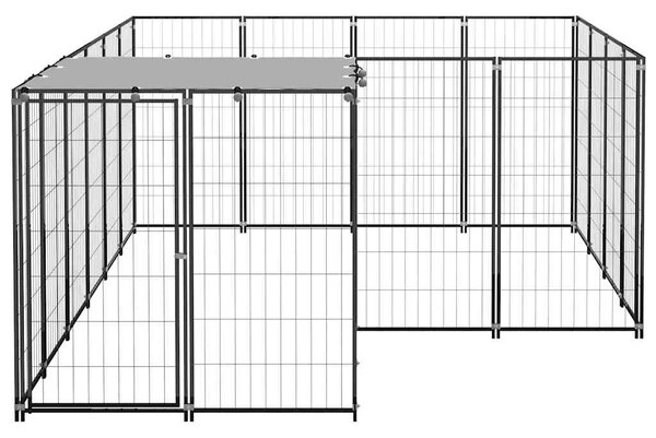 Psí kotec černý 6,05 m² ocel 3082205