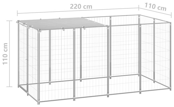 Psí kotec stříbrný 2,42 m² ocel 3082202