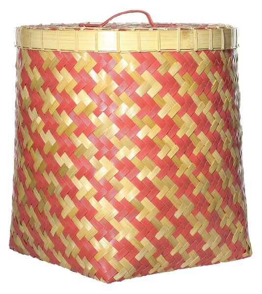 Koš s víkem Stripes 45x47cm malinový