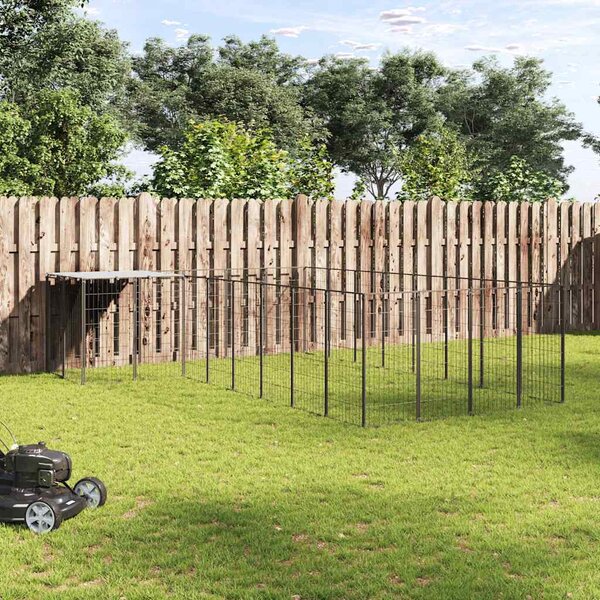 Psí kotec černý 10,89 m² ocel 3082226