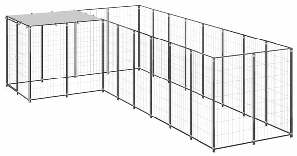 Psí kotec černý 6,05 m² ocel 3082225