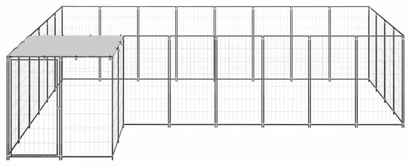 Psí kotec černý 10,89 m² ocel 3082226