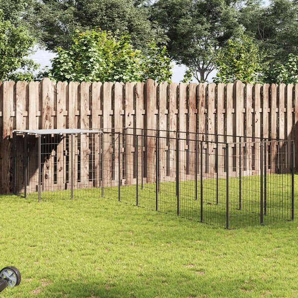 Psí kotec černý 6,05 m² ocel 3082225