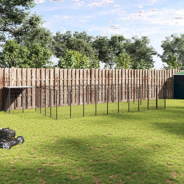 Psí kotec černý 19,36 m² ocel 3082215
