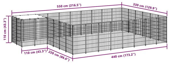 Psí kotec černý 15,73 m² ocel 3082214