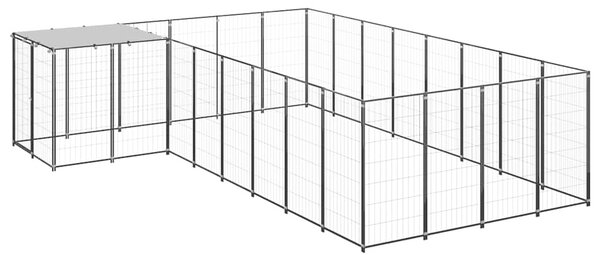 Psí kotec černý 10,89 m² ocel 3082226