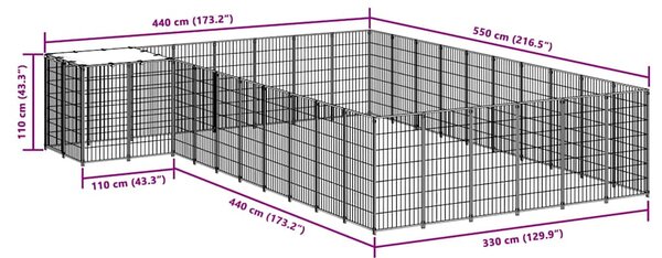 Psí kotec černý 19,36 m² ocel 3082239