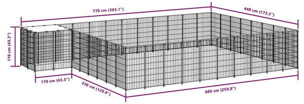 Psí kotec černý 30,25 m² ocel 3082230