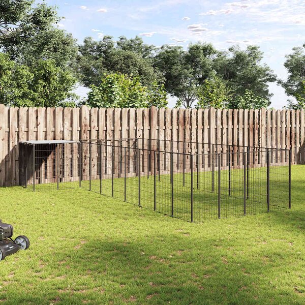 Psí kotec černý 13,31 m² ocel 3082238