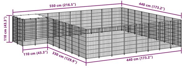 Psí kotec černý 20,57 m² ocel 3082228