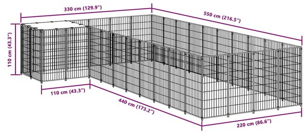 Psí kotec černý 13,31 m² ocel 3082238