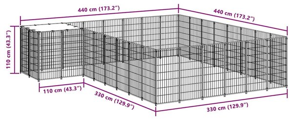 Psí kotec černý 15,73 m² ocel 3082227