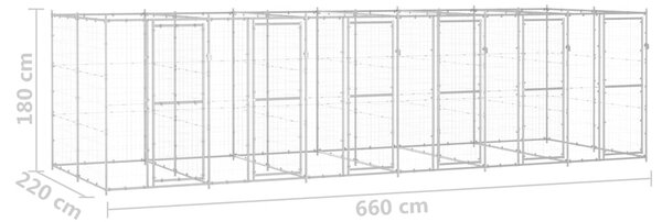 Venkovní psí kotec pozinkovaná ocel 14,52 m² 3082286