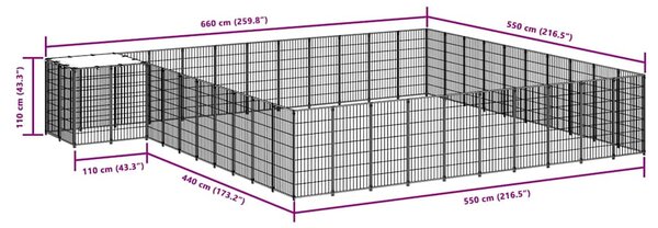 Psí kotec černý 31,46 m² ocel 3082241
