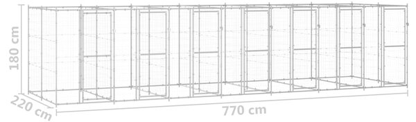 Venkovní psí kotec pozinkovaná ocel 16,94 m² 3082287