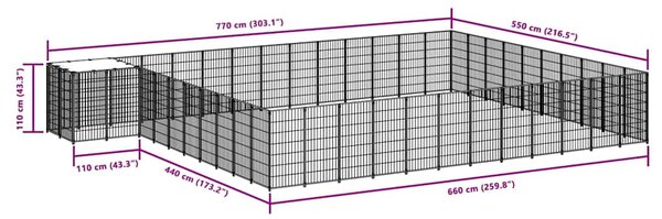 Psí kotec černý 37,51 m² ocel 3082242