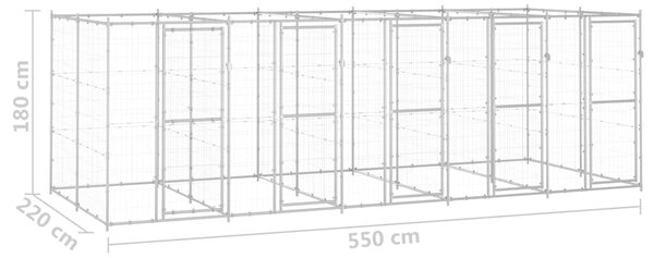 Venkovní psí kotec pozinkovaná ocel 12,1 m² 3082285