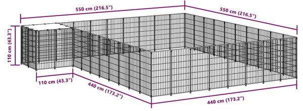 Psí kotec černý 25,41 m² ocel 3082240