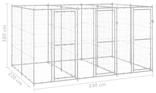 Venkovní psí kotec pozinkovaná ocel 7,26 m² 3082283