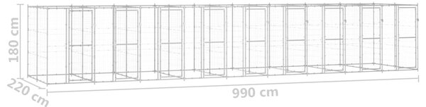 Venkovní psí kotec pozinkovaná ocel 21,78 m² 3082289